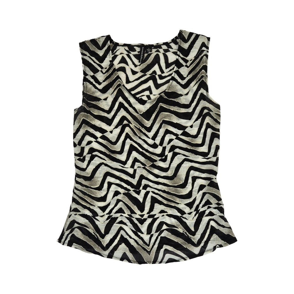 Y2k Zebra Crinkle V-Neck Tank Top / SM / ESSENTIALS BY MILANO animal print